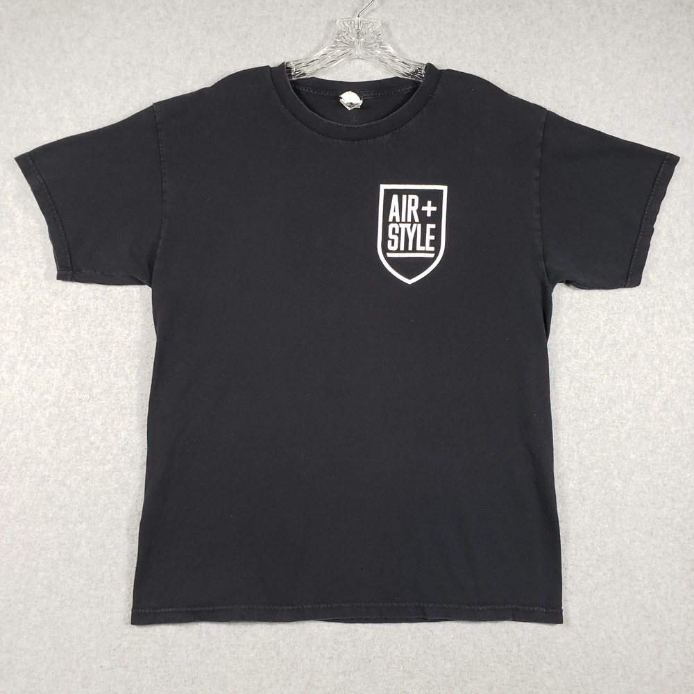 Alstyle Mens T-Shirt Air + Style Crew Graphic Large Black Snowboarding Excellent